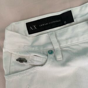 A/X Armani Exchange White Distressed Denim Jean Shorts